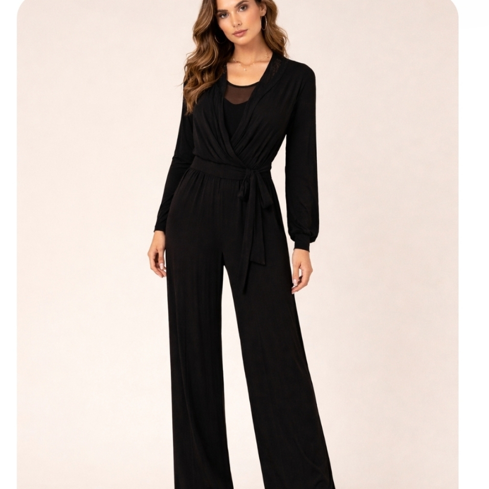 ⭐️Host Pick ⭐️Chalise | Black Lace "Mila" Jumpsuit Tall NWT